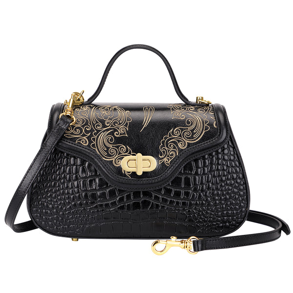 PIJUSHI Top Handle Satchel Handbags Crocodile Bag Designer Purse Leather  Tote Bags Wristlet Wallet for Women Crocodile Leather Wallet Ladies Clutch