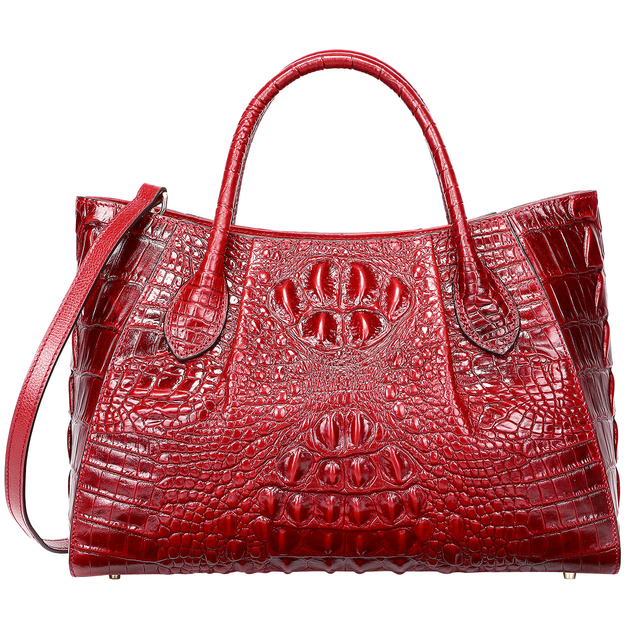 Crocodile Handbag for Women Genuine Leather Red