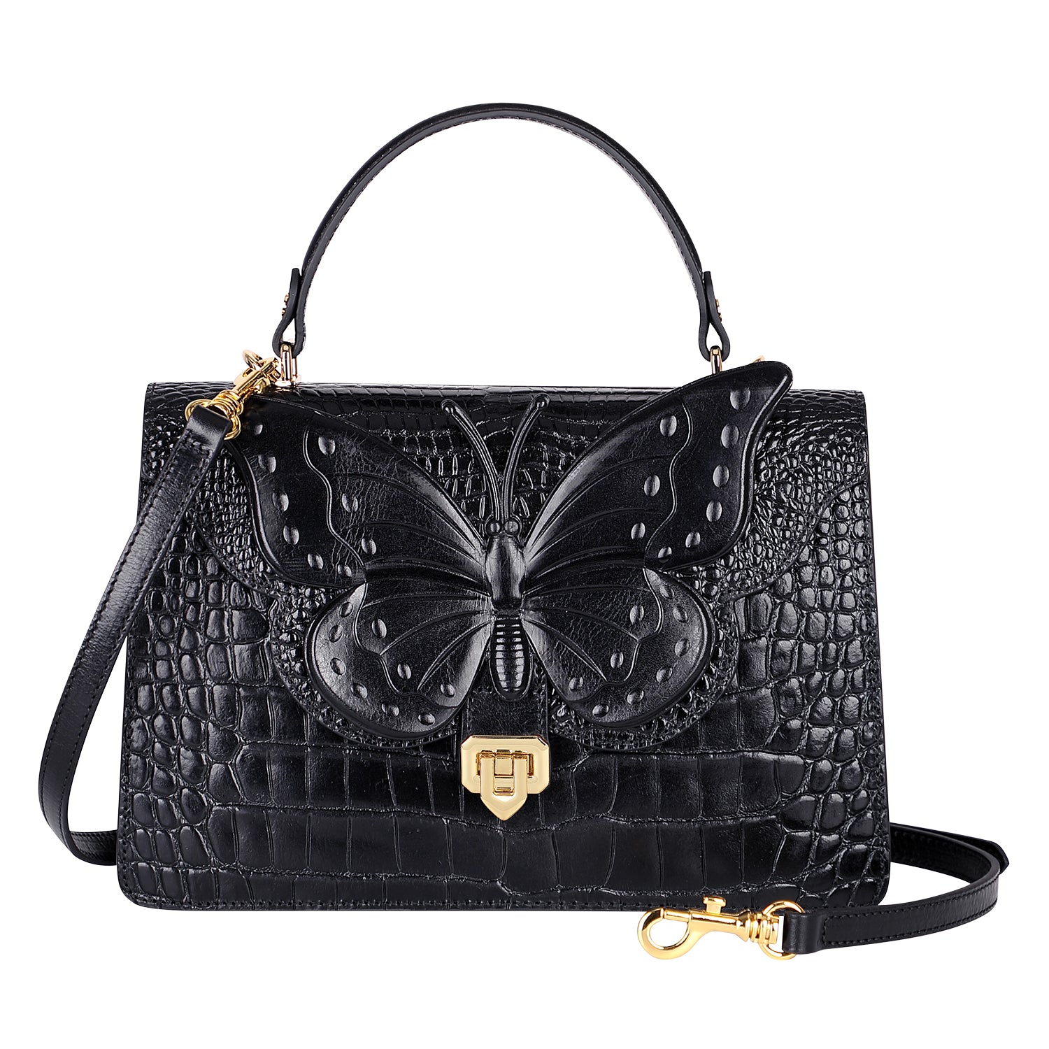 Pijushi Vintage black leather hot handbag