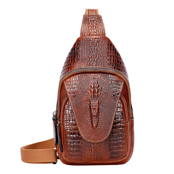 Crocodile Leather Sling Bag for Men Crossbody Chest Backpack – PIJUSHI