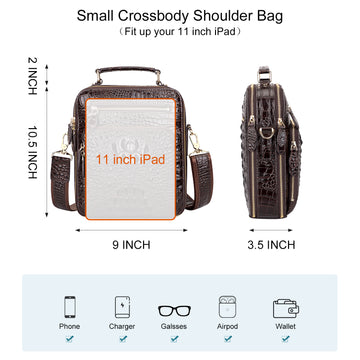 PIJUSHI Crocodile Leather Sling Bag for Men Crossbody